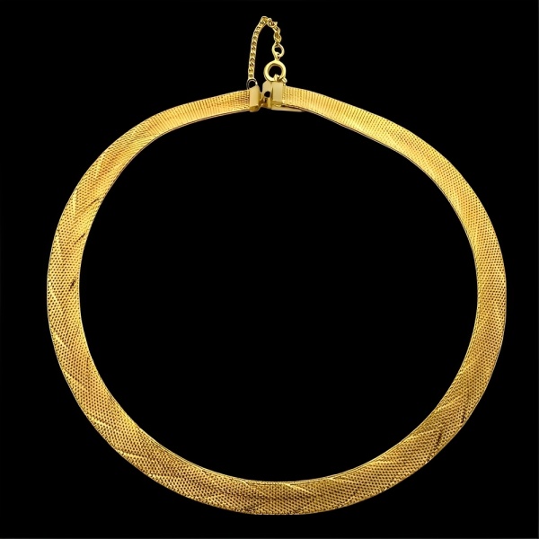 Gold Plated Chevron Collar Necklace circa 1980s