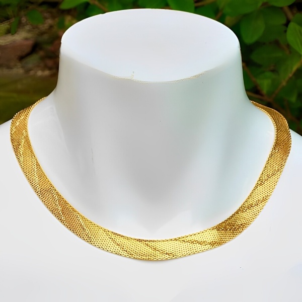 Gold Plated Textured Collar Necklace circa 1980s