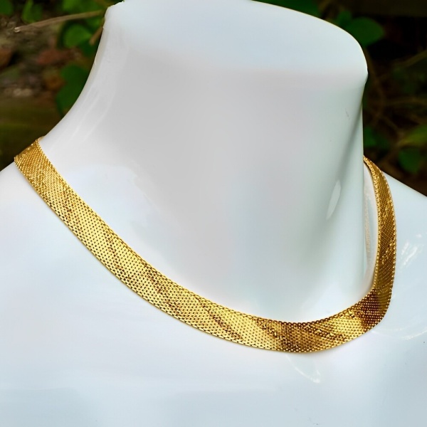 Gold Plated Textured Collar Necklace circa 1980s