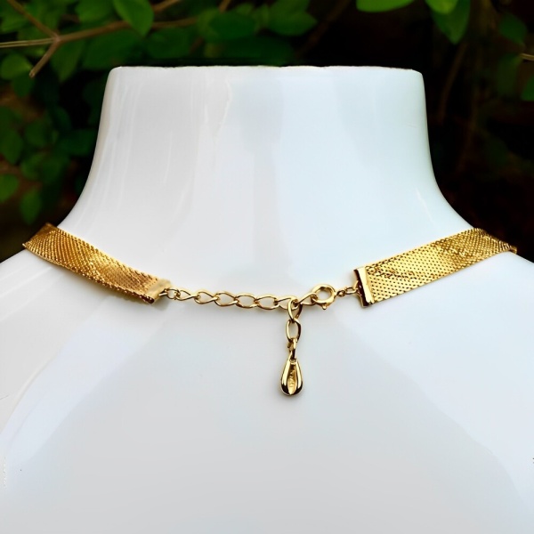 Gold Plated Textured Collar Necklace circa 1980s