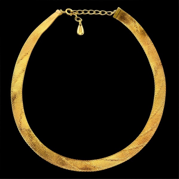 Gold Plated Textured Collar Necklace circa 1980s