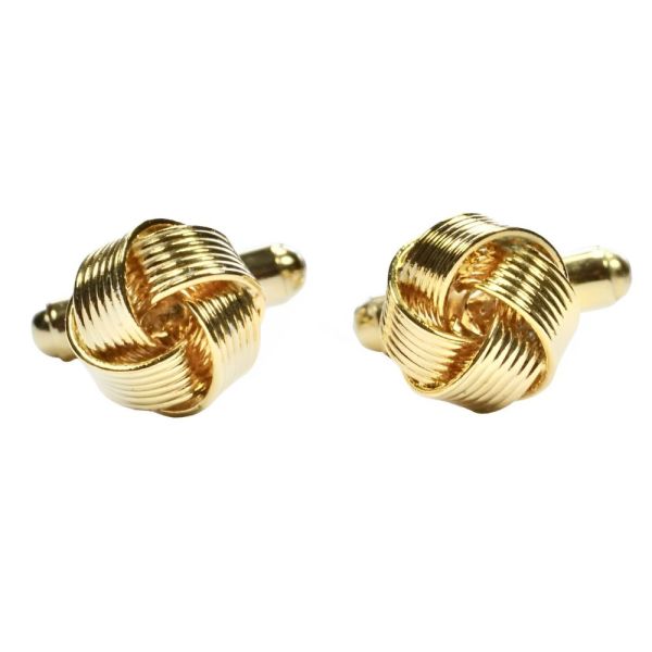 Gold Plated Ridged Knot Cufflinks circa 1980s