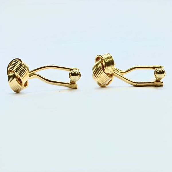 Gold Plated Ridged Knot Cufflinks circa 1980s