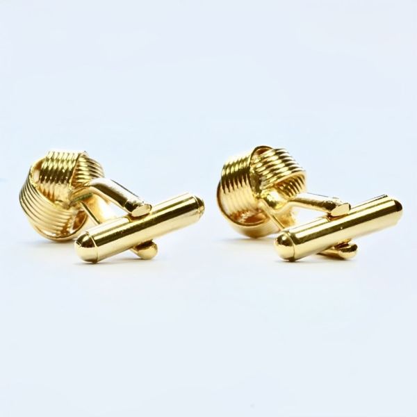 Gold Plated Ridged Knot Cufflinks circa 1980s