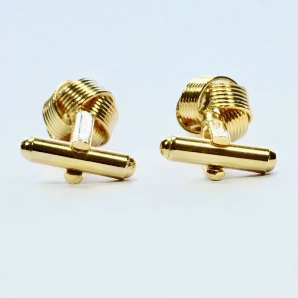 Gold Plated Ridged Knot Cufflinks circa 1980s