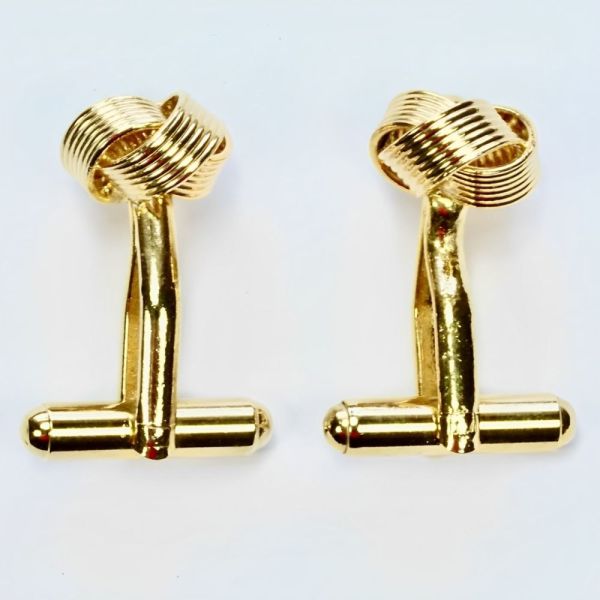 Gold Plated Ridged Knot Cufflinks circa 1980s