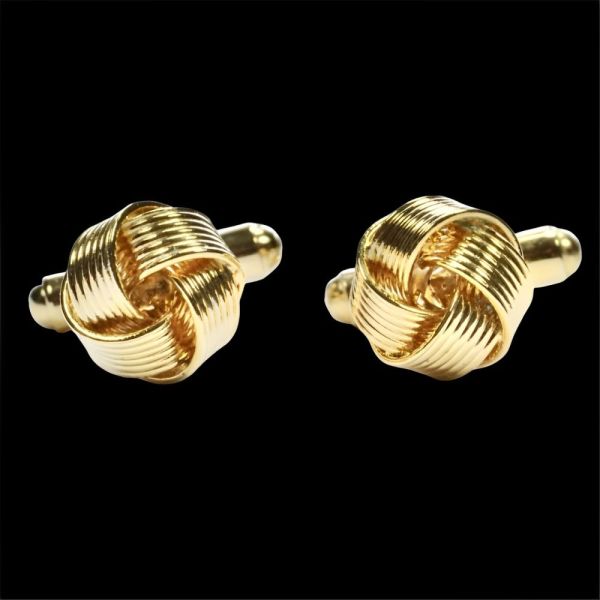 Gold Plated Ridged Knot Cufflinks circa 1980s