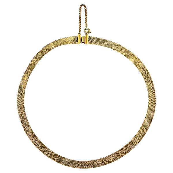 Gold Plated Textured Design Mesh Collar Necklace circa 1980s