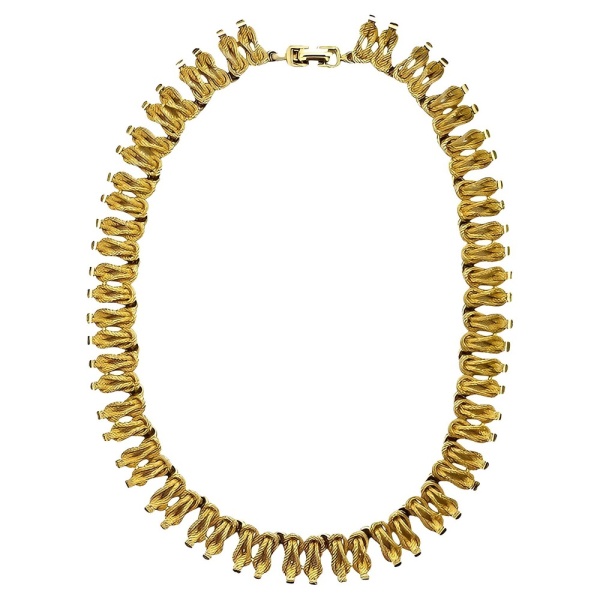 Gold Plated Textured Knot Design Necklace circa 1950s