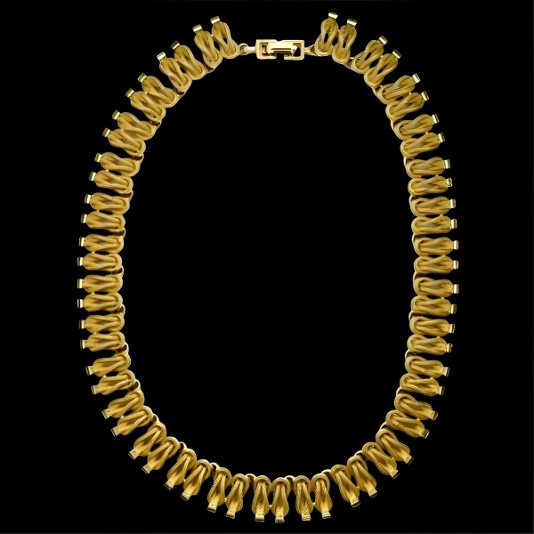 Gold Plated Textured Knot Design Necklace circa 1950s