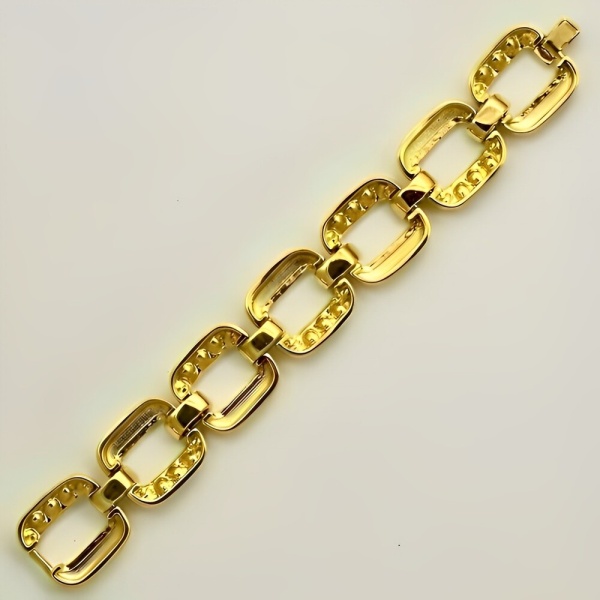 Gold Plated Statement Bracelet with Crystals circa 1980s