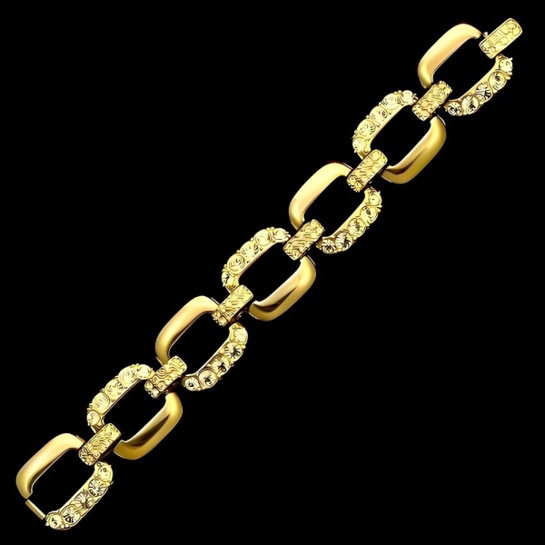 Gold Plated Statement Bracelet with Crystals circa 1980s