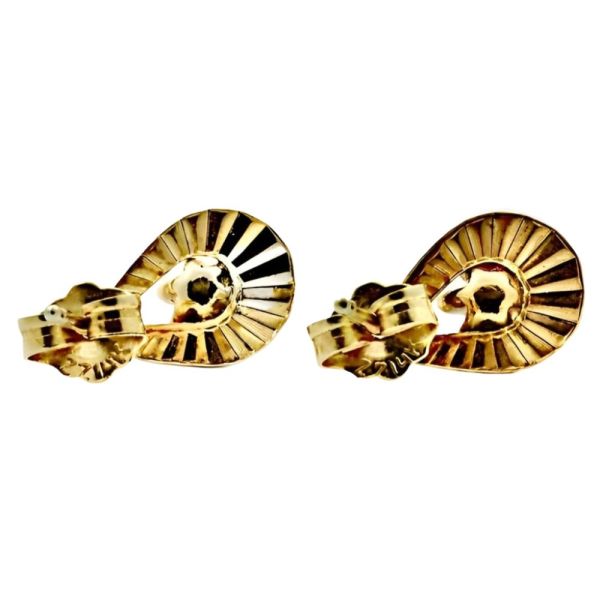 Gold Teardrop Diamond Stud Earrings circa 1940s