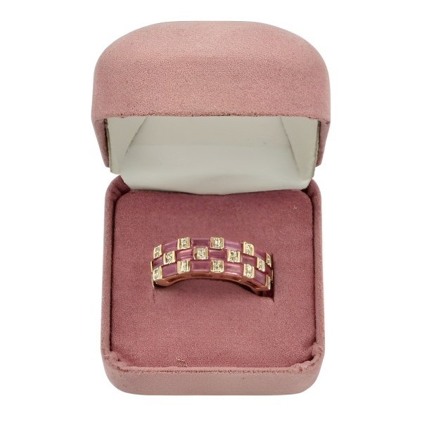 Gold Vermeil on Sterling Silver Pink Rhinestone Ring