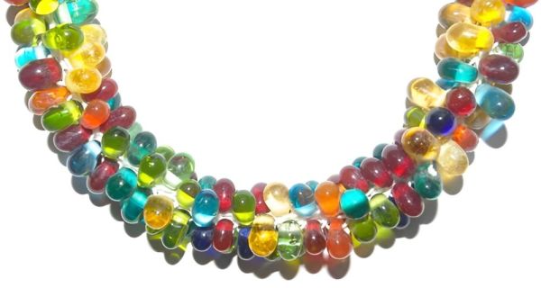 Handmade Tibetan Glass Bead Cluster Necklace