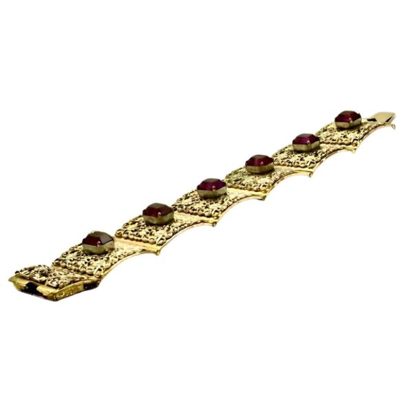 Italian Giuliano Fratti GM Filigree Bracelet with Mauve Glass Stones