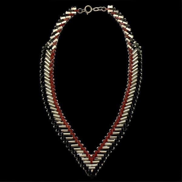 Jakob Bengel Chrome and Enamel Necklace circa 1930s