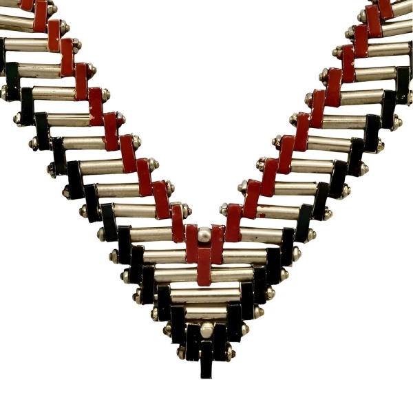 Jakob Bengel Chrome and Enamel Necklace circa 1930s