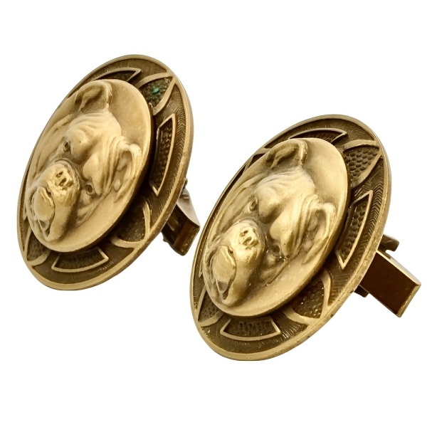 Joseff of Hollywood Gold Plated Bulldog Cufflinks