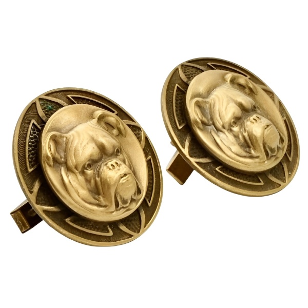 Joseff of Hollywood Gold Plated Bulldog Cufflinks