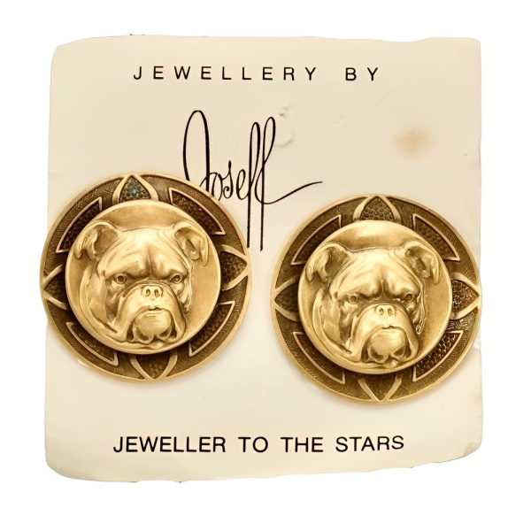 Joseff of Hollywood Gold Plated Bulldog Cufflinks