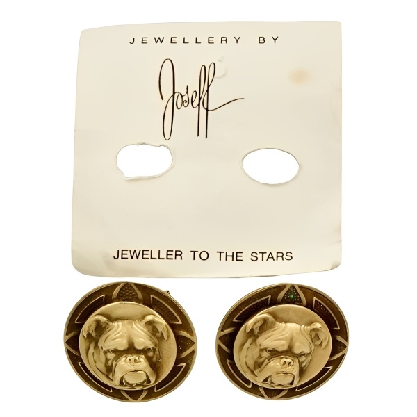 Joseff of Hollywood Gold Plated Bulldog Cufflinks