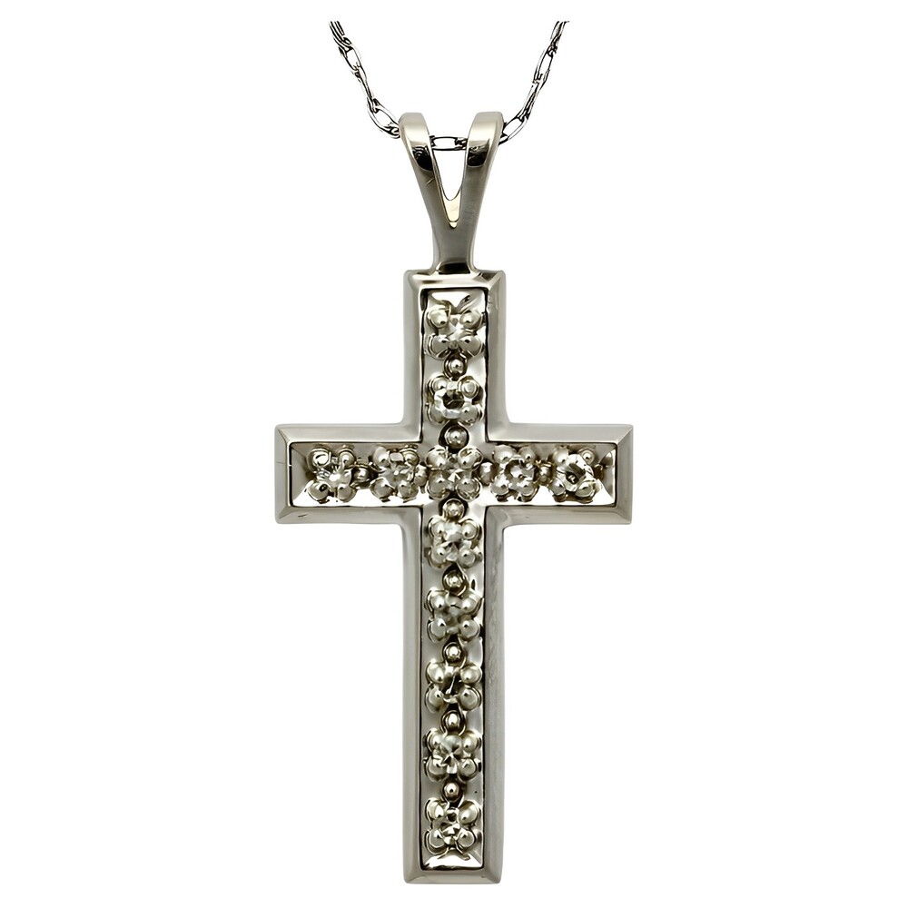 10K White Gold Chain and Diamond Cross Pendant