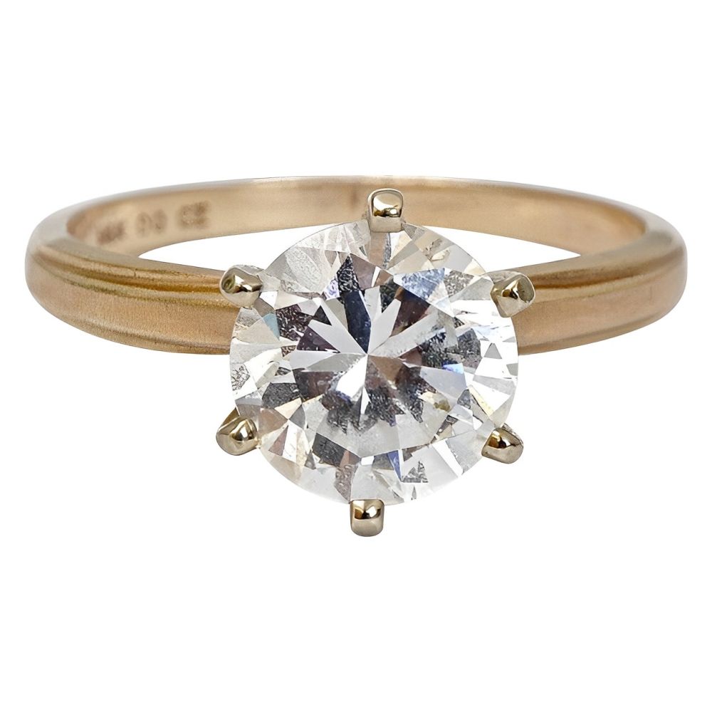 14K Gold and Cubic Zirconia Solitaire Ring circa 1990s
