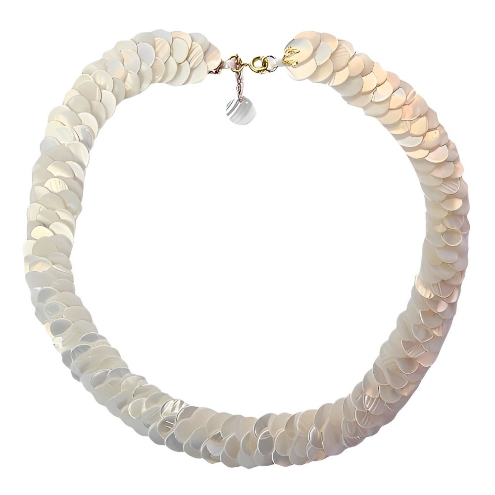 1970s Mother of Pearl Triple Layer Collar Necklace