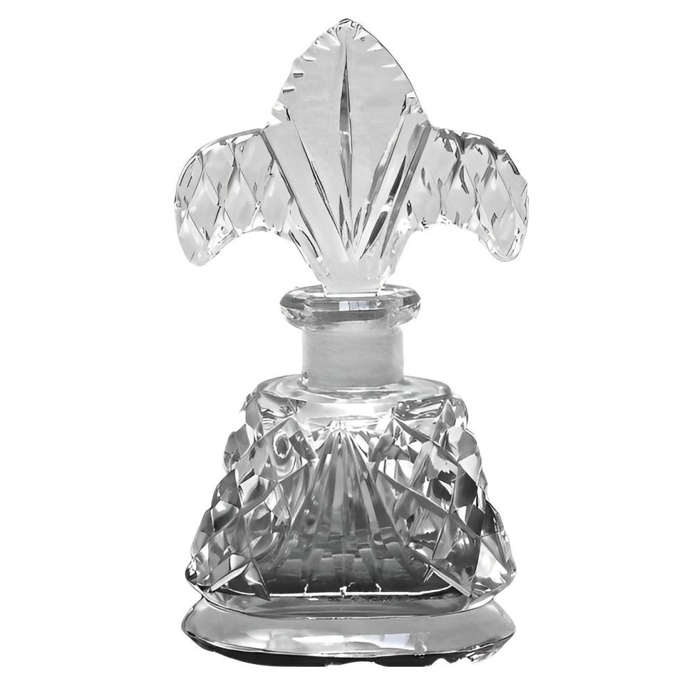 Vintage French Cut Glass Perfume Bottle with Fleur de Lis Stopper