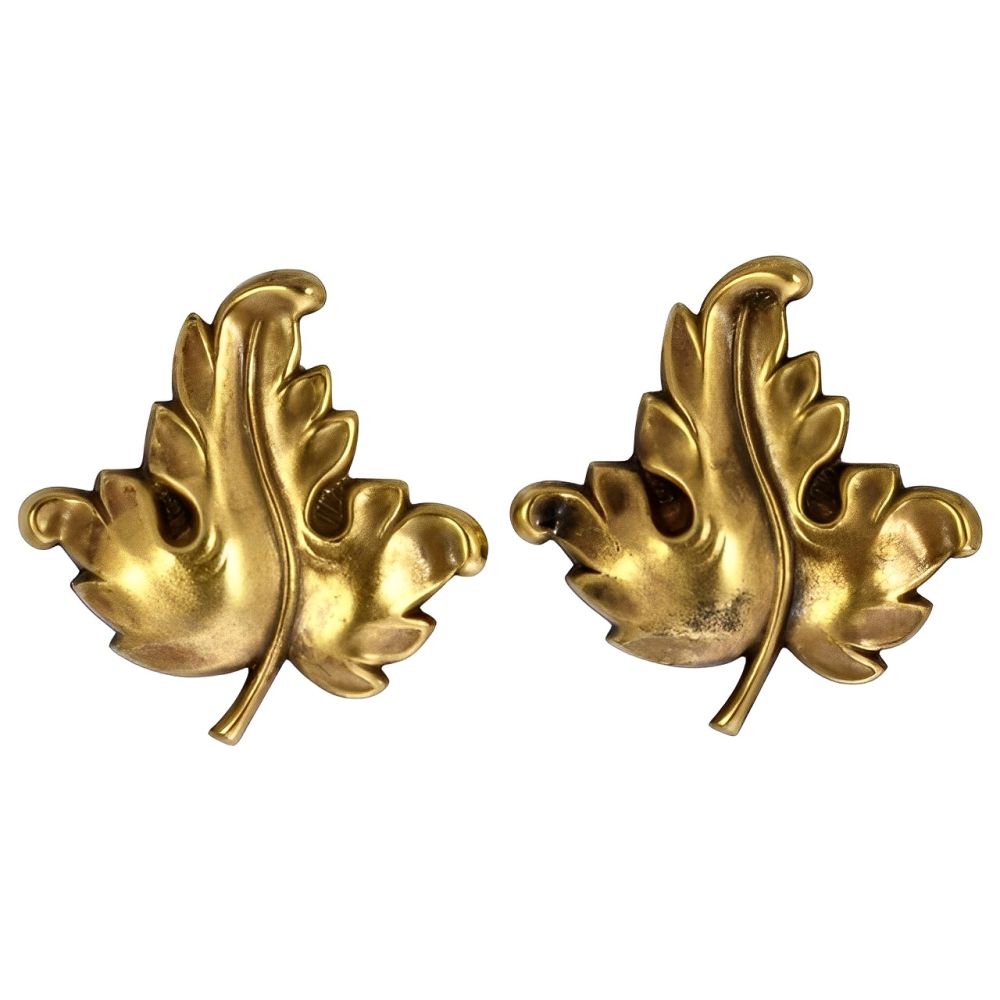 Joseff of Hollywood Antique Finish Leaf Earrings 1940s