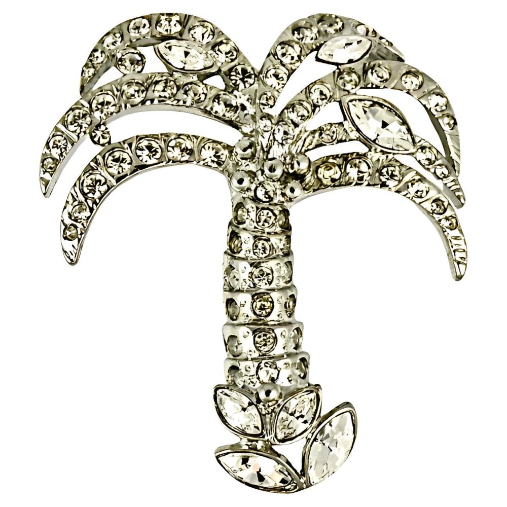 Kenneth Jay Lane Rhinestone Palm Tree Brooch circa 1980s