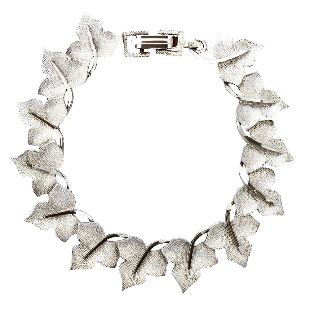 Silver Plated Ivy Leaf Link Bracelet circa 1950s