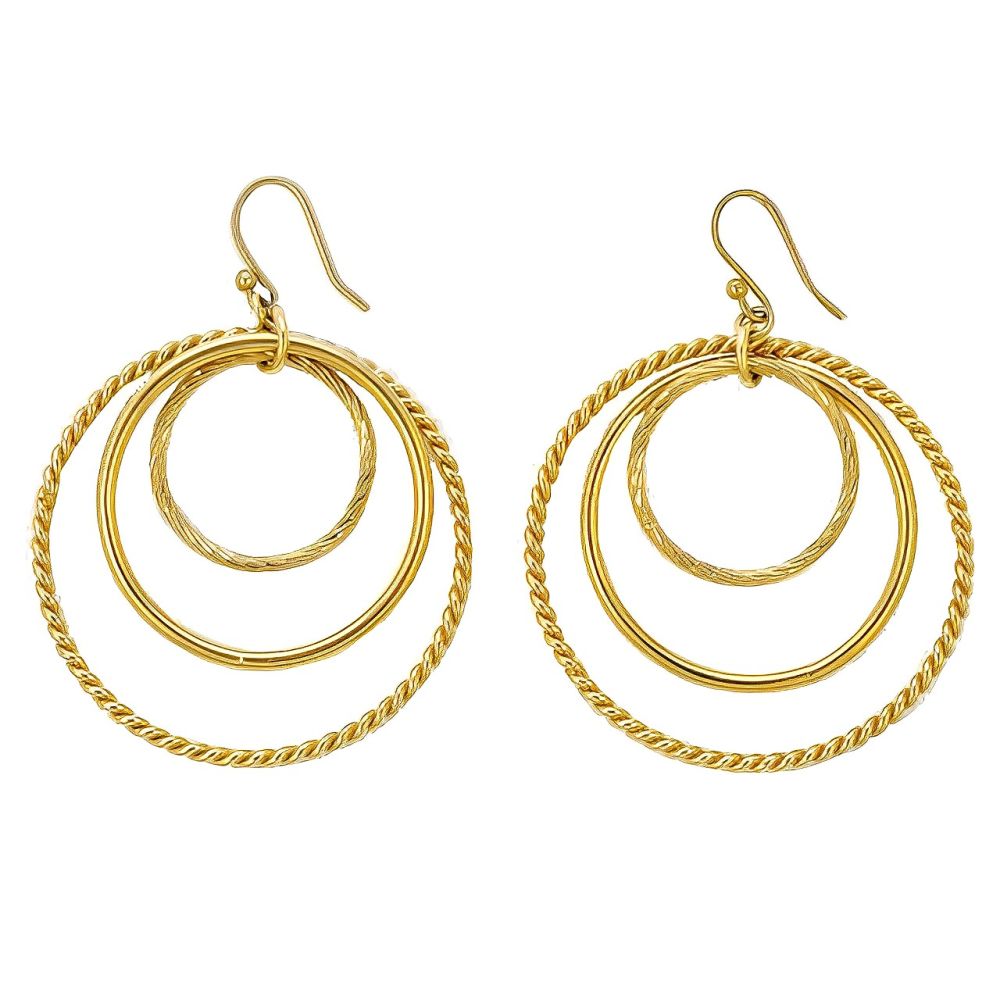 Gold Plated Triple Hoop Earrings circa 1980s