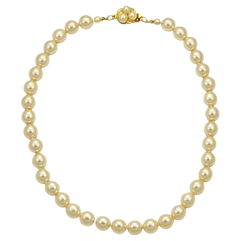 Cream Glass Pearl Necklace Gold Plated Pearl Clasp