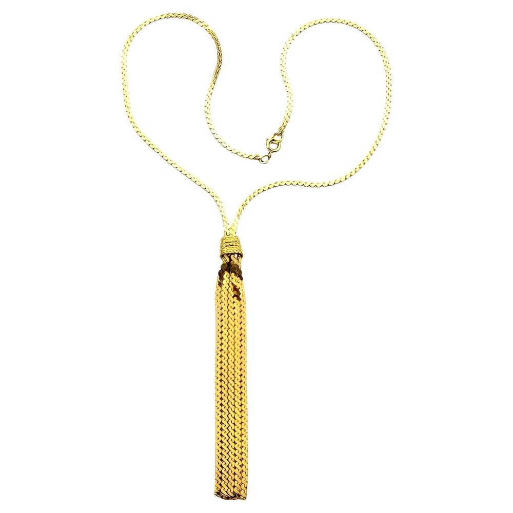 Gold Plated Serpentine Chain Tassel Necklace circa 1980s