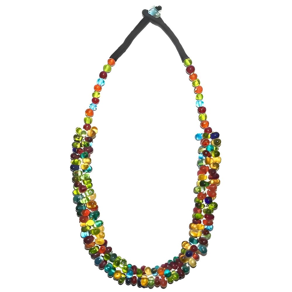 Handmade Tibetan Glass Bead Cluster Necklace