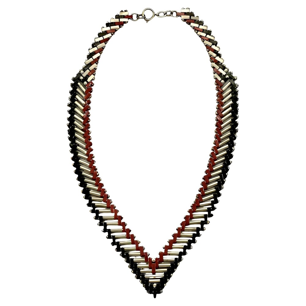 Jakob Bengel Chrome and Enamel Necklace circa 1930s