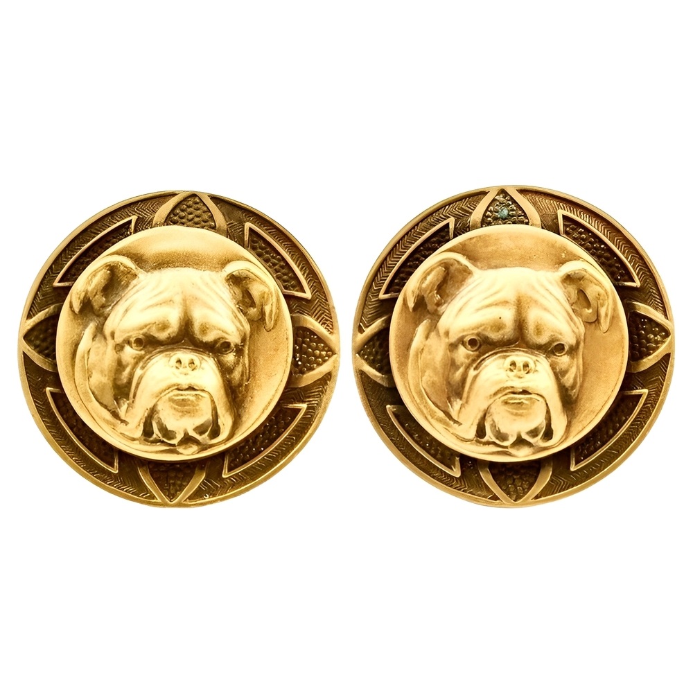 Joseff of Hollywood Gold Plated Bulldog Cufflinks