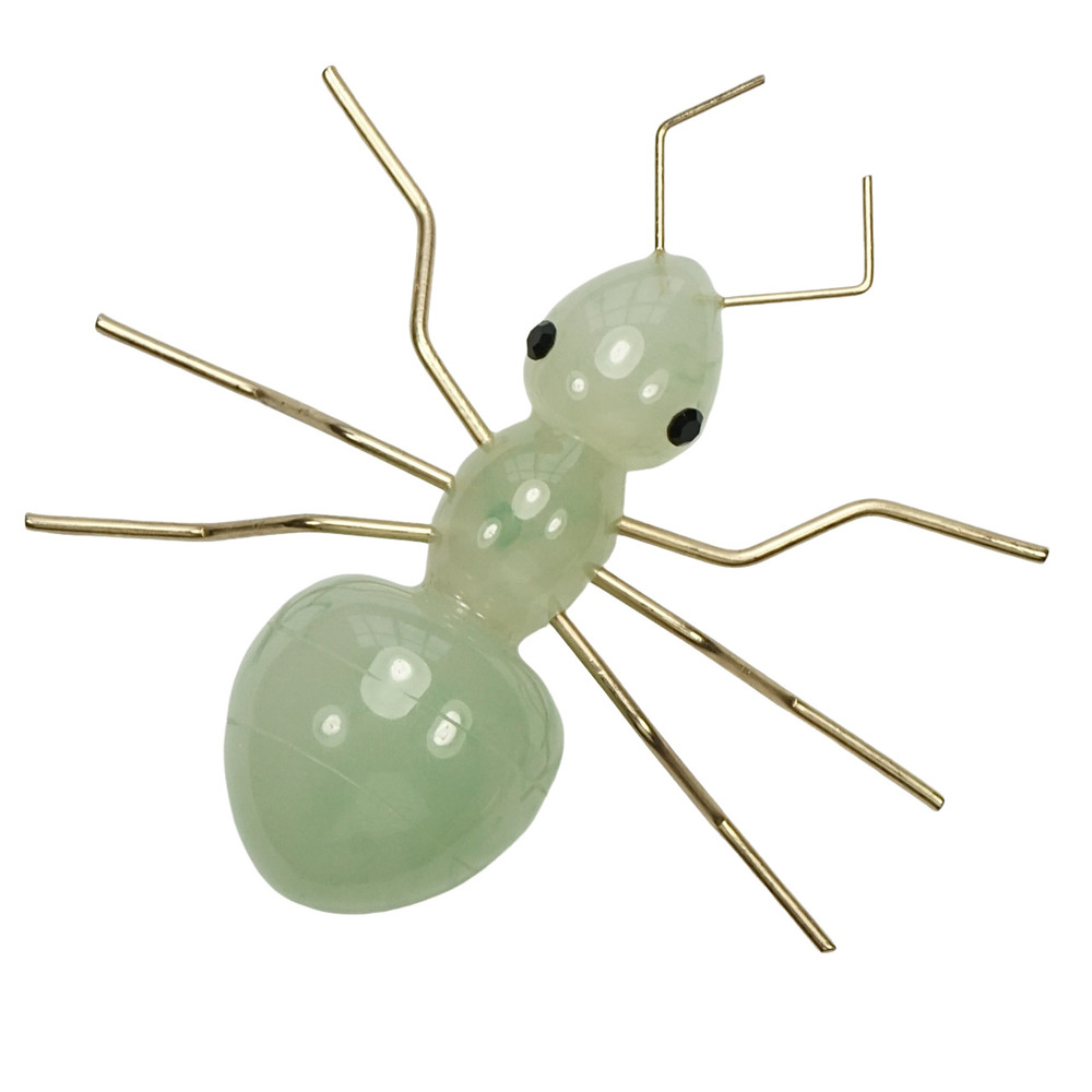 Gold Tone and Pale Green Ant Statement Brooch