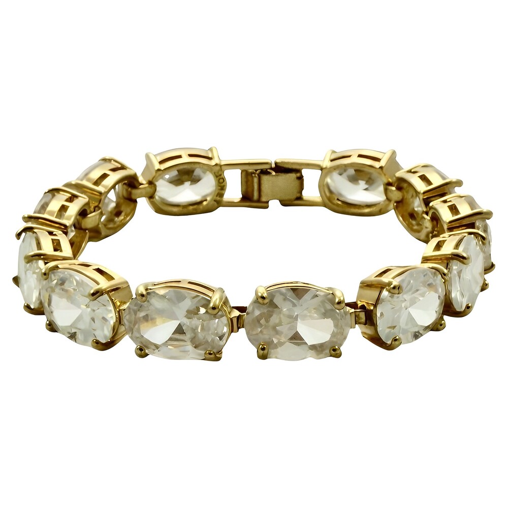 Monet Gold Plated and Rhinestone Link Bracelet