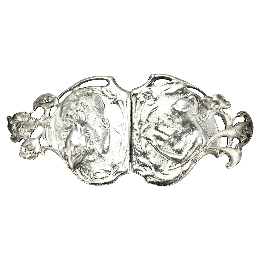 Art Nouveau Revival Belt Buckle circa 1970s