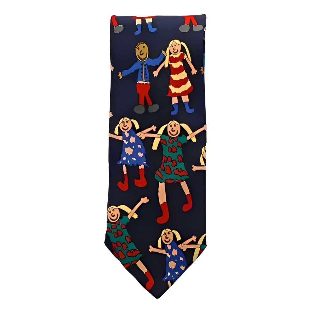 Tie Rack Kids United Italian Pure Silk Tie with a Children Print