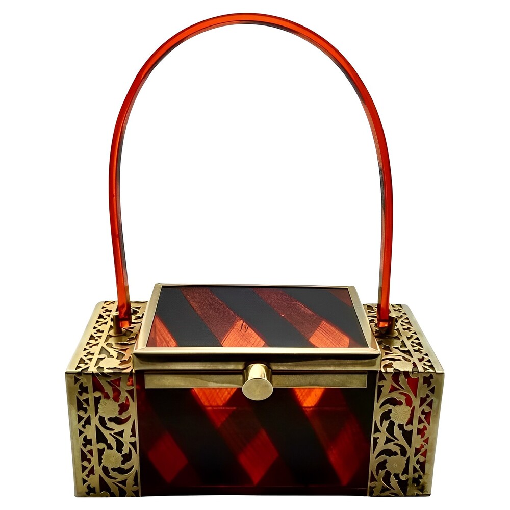 Tyrolean New York Filigree Black and Orange Lucite Bag