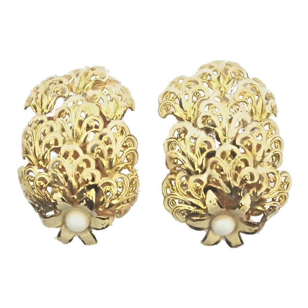 Vintage 1960s Italian Gold Plated Earrings