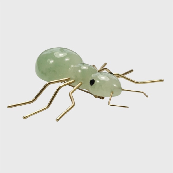 Gold Tone and Pale Green Ant Statement Brooch