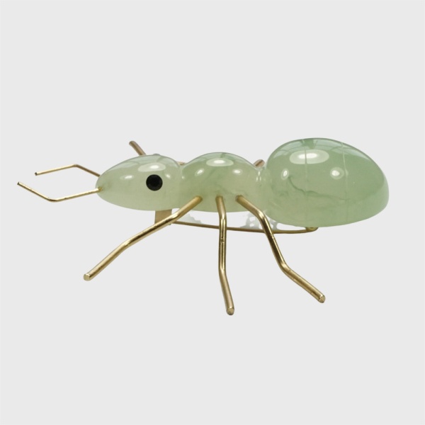 Gold Tone and Pale Green Ant Statement Brooch