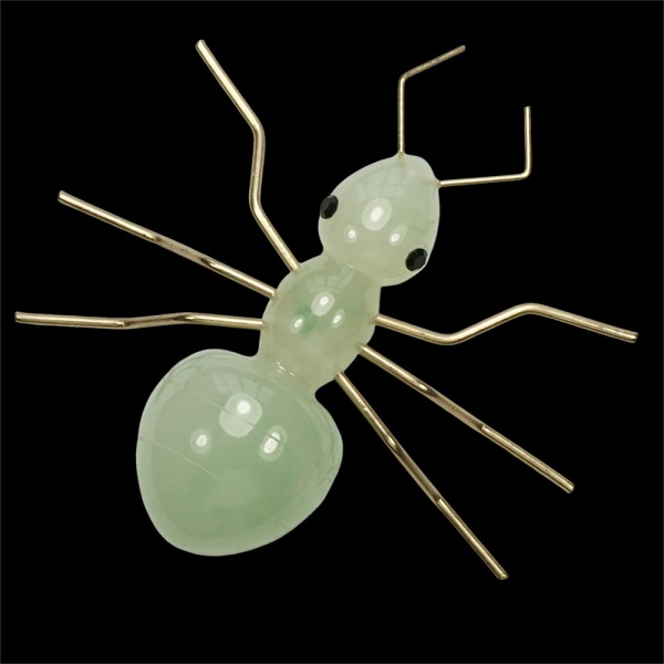 Gold Tone and Pale Green Ant Statement Brooch