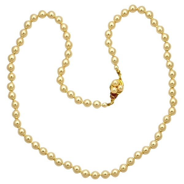 Cream Glass Pearl Necklace with Gold Plated Clasp