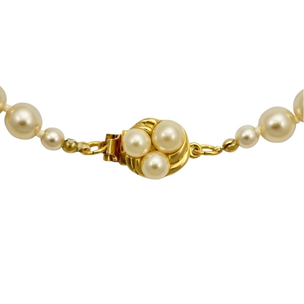 Cream Glass Pearl Necklace with Gold Plated Clasp